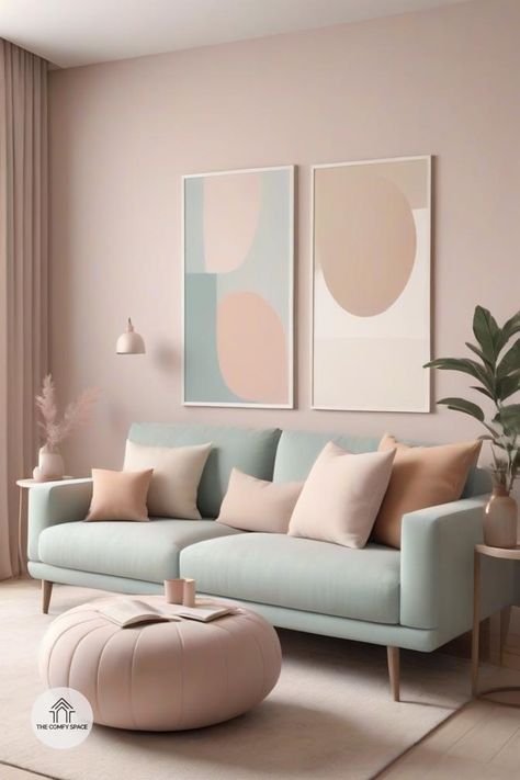 Ever thought about how pastels and neutrals can work together? It's like peanut butter and jelly! Discover how to blend these colors for a chic aesthetic. With a few simple tips, you can create a serene space that feels both inviting and stylish. Don't miss out on the trend of mixing soft hues with earthy tones! Your home deserves this transformation.#HomeDecor #Pastels #Neutrals #InteriorDesign #ChicAesthetic Muted Pastel Aesthetic, Muebles Aesthetic, Room Colour Palette, Pastel Colors Living Room, Organic Contemporary, Pastel Living Room, Comfy Space, Apartment Entrance, Creative Room