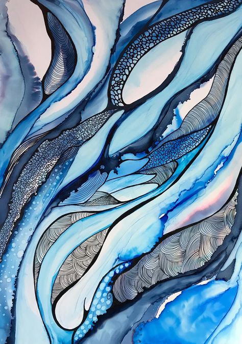 Diy Fabric Dye, Non Objective Art, Reverse Coloring, Ocean Drawing, Sea Artwork, Neurographic Art, Water Abstract, Abstract Ocean, Water Patterns