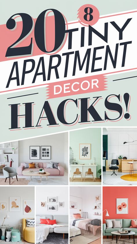 20 Tiny Apartment Decor Hacks That'll Make Your Space Feel Huge (You’ll Want to Try #8!) Easy Home Ideas, Furnishing Small Apartment, Small Apartment Decorating On A Budget Rental Diy Organization Ideas, Tiny Home Organization Hacks, Tiny Home Ideas Diy Space Saving, Small Apartment Hacks Rental, Tiny Apartment Furniture, Tiny Apartment Hacks, Tiny Space Hacks