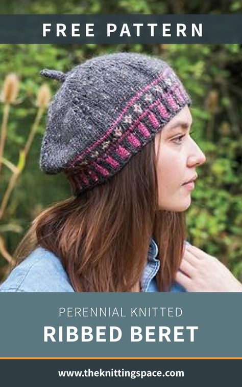 Accessorize with this Perennial knitted ribbed beret that's fit for all seasons. It's a simple stranded knitting pattern, and it's yours for free. A great addition to your daily fall outfits. | Discover over 4,500 free knitting patterns at theknittingspace.com
#ladieshats #simplepattern #ribbedpattern Knitted Beret Hat Patterns Free Women, Knitted Beret Patterns Free Women, Knitting Hats Patterns Free, Ladies Knitted Hats Free Pattern, Knit Beret Free Pattern, Knitted Beret Patterns Free, Beret Knitting Pattern Free, Knitting Hat Patterns Free, Knit Beret Pattern