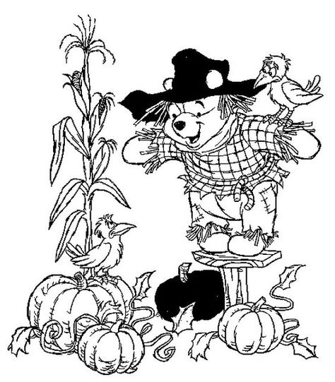 pooh scarecrow Thanksgiving Disney, Disney Thanksgiving, Thanksgiving Coloring, Thanksgiving Pictures, Thanksgiving Color, Cute Winnie The Pooh, Thanksgiving Coloring Pages, Disney Embroidery, Fall Coloring Pages