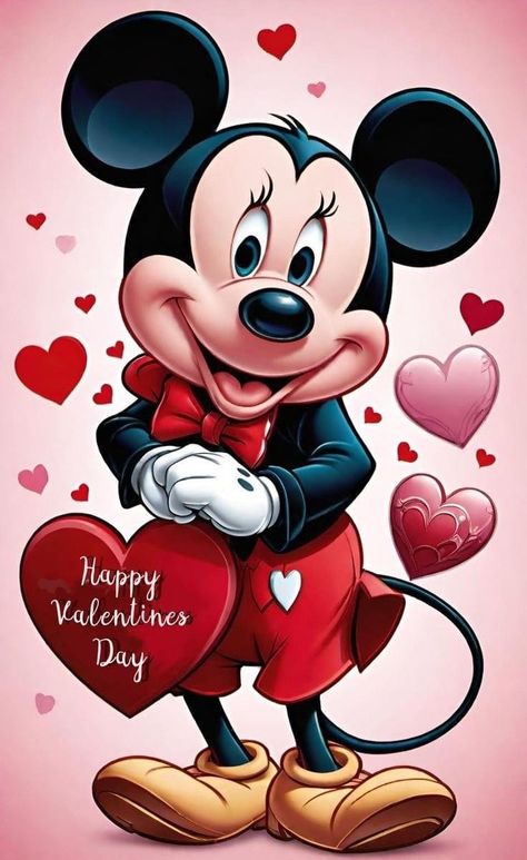 Mickey Mouse Valentines Day, Mickey Mouse Valentines, Vintage Mickey Art, Mickey Mouse Illustration, Mickey Mouse Wall, Mickey Mouse Wallpaper Iphone, Mouse Images, Minnie Mouse Images, Valentine Picture