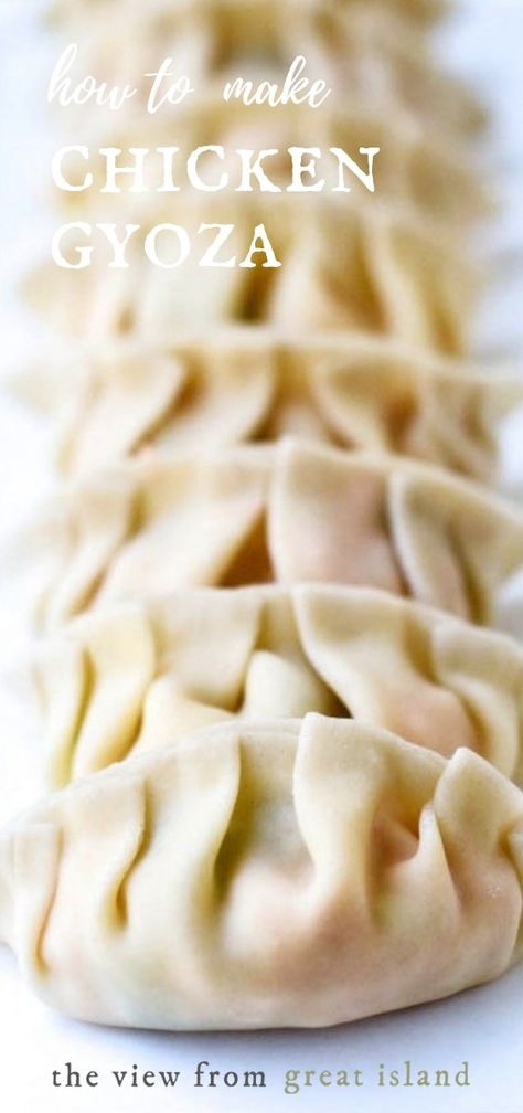 How to Make Chicken Gyoza (Pot Stickers) ~ these tender little dumplings are one of the highlights of going to a Japanese restaurant, and I'll show you how to make them right at home! #easy #recipe #authentic #chicken #dumplings #potstickers #asian #lunarnewyear #appetizers #japanese #groundchicken Potsticker Recipes, Chicken Gyoza, Island Recipes, Japanese Party, Chicken Dumplings, Pot Stickers, Japanese Recipes, Food Stamps, Amazing Appetizers