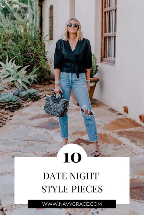 Who is ready for a date night?? Top US Fashion blogger, Navy Grace, shares 10 Date Night Style must haves that would make for a perfect date night look. #DATENIGHT #fashion Spring Date Night Fitted Top, Flirty Off-shoulder Top For Date Night, Moms Night Out Outfit, Fall V-neck Top For Date Night, Chic V-neck Top For Date Night, V-neck Tank Top For Date Night In Spring, Style Must Haves, Date Night Outfit Spring, San Diego Fashion