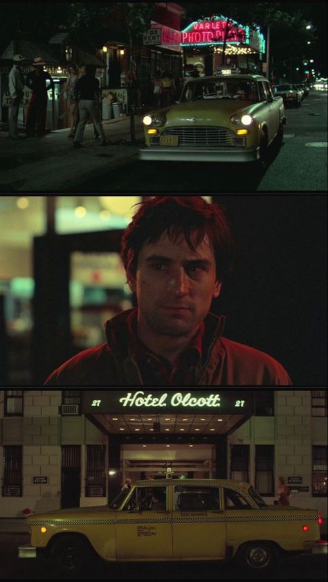 Taxi Driver Cinematography, Movie Drive, Taxi Driver 1976, Travis Bickle, Color In Film, Tyler Durden, Can't Sleep, Film Buff, Movie Shots