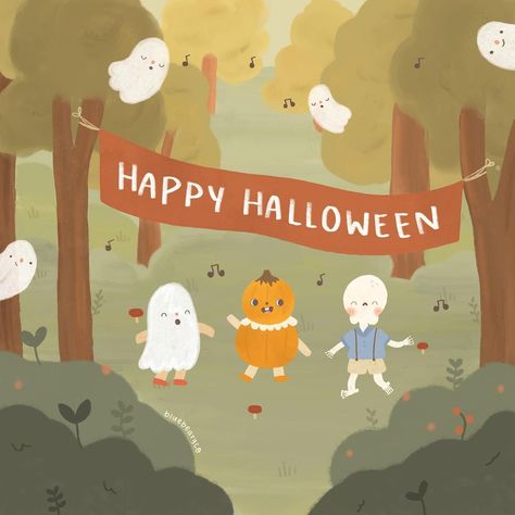 Studio Ghibli Halloween Art, The New Yorker Halloween, Halloween Illust, Disney Halloween Illustrations, Kawaii Planner, Halloween Illustration, Cute Doodles, Cute Stickers, Happy Halloween