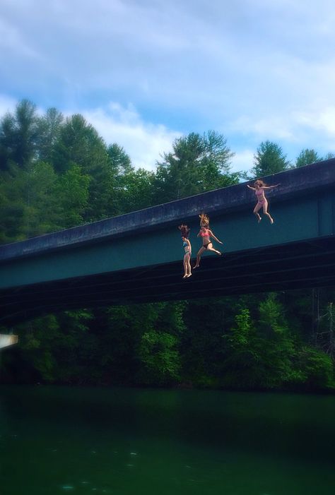 bridge jumping Bridge Jumping Aesthetic, Jumping Off Dock Aesthetic, Jumping Off Bridge, Bridge Jumping, Jumping Into Lake, Outdoor Girls, California Summer, Bungee Jumping, Summer Goals