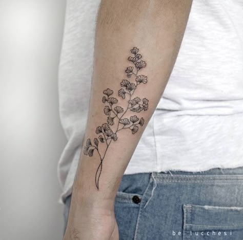 Adiantum capillus-veneris Tattoo Placement Hip, Be Tattoo, Small Tattoo Placement, Fern Tattoo, Maidenhair Fern, Doodle Tattoo, Latest Tattoos, Small Wrist Tattoos, Botanical Tattoo