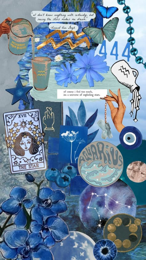 #aquarius #zodiac #blue #blueaesthethic #aquariusastrology #mood #moodboards Aquarius Collage Wallpaper, Wallpaper Iphone Aquarius, Aquarius Phone Wallpaper, Water Sign Aesthetic, Aquarius Wallpaper Iphone Aesthetic, Aquarius Background, Zodiac Mood Board, Aquarius Mood Board, Aquarius Pictures