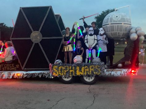 Starwars Parade Float Ideas, Star Parade Float Ideas, Star Wars Homecoming Float, Star Wars Parade Float Ideas, Star Wars Float Parade, Run Through Signs, Halloween Parade Float, Homecoming Floats, Homecoming Themes