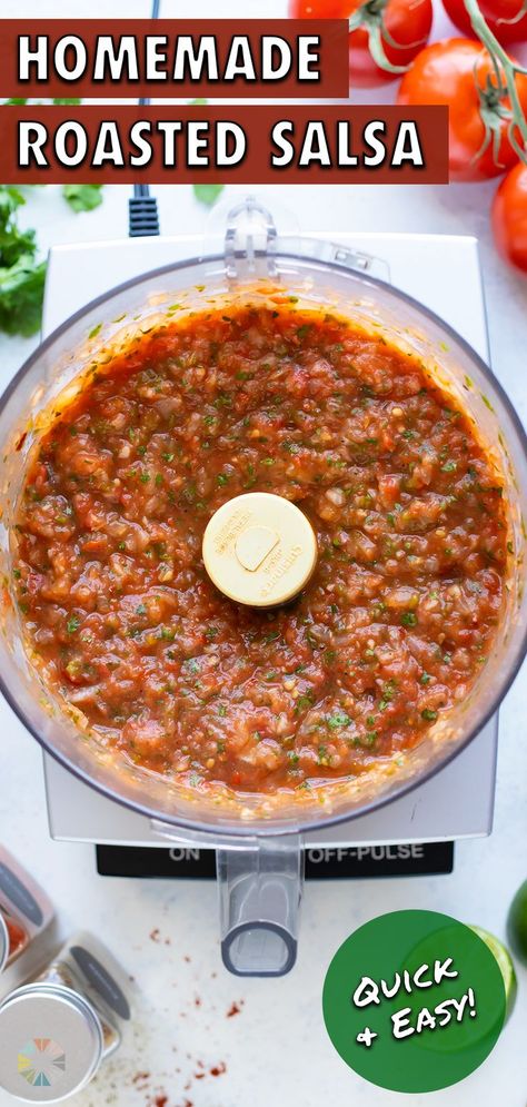 Roasted Tomato Salsa Recipe, Roasted Salsa Recipe, Blender Salsa, Roasted Salsa, Tomato Salsa Recipe, Roasted Tomato Salsa, Restaurant Style Salsa, Roasted Vegetables Oven, Relish Recipes