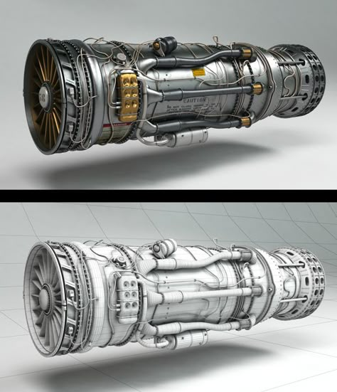 Engine by Oleg Moskvitin Futuristic Robot Concept Art, Sci Fi Props, Polygon Modeling, Hard Surface Modeling, Futuristic Robot, Surface Modeling, Aircraft Engine, Spaceship Concept, 3d Studio