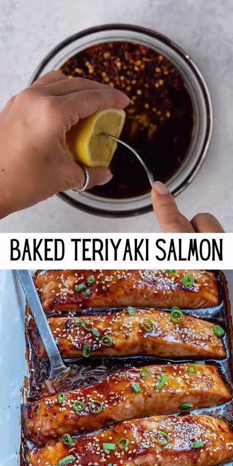 Baked Teriyaki Salmon, Salmon Recipes Baked Healthy, Biscuits Diététiques, Fitness Meals, Resep Salad, Easy Salmon Recipes, Healthy Fitness Meals, Teriyaki Salmon, Baked Salmon Recipes