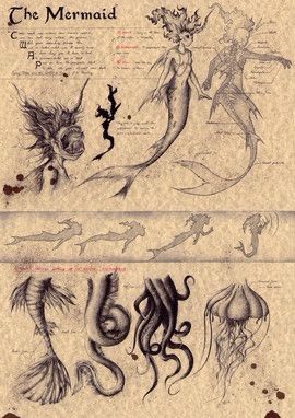 Magical Creatures Mythology, Mermaid Mythology, Mystical Creatures Mythology, Fantasy Creatures Mythology, Horror Aesthetic, Large Mermaid, Mythology Art, Fantasy Creatures Art, Ink Drawings