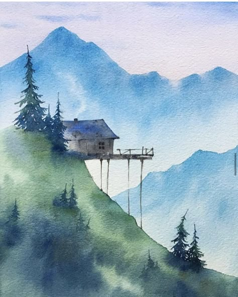 Watercolour Buildings, Watercolor Scenery Painting, Watercolor House Painting, Watercolor Scenery, Watercolor Art Landscape, Watercolor Blog, Watercolor Paintings Nature, Scenery Paintings, Diy Watercolor Painting