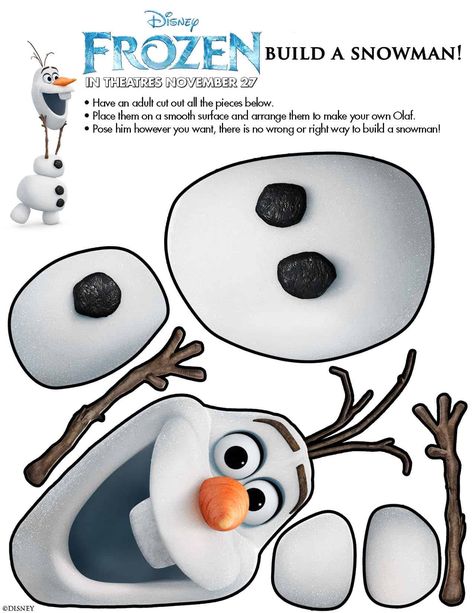 Frozen Build A Snowman, Frozen Birthday Party Games, Film Frozen, Frozen Printables, Frozen Free, Disney Activities, Printable Snowman, Disney Frozen Birthday, Frozen Themed Birthday Party