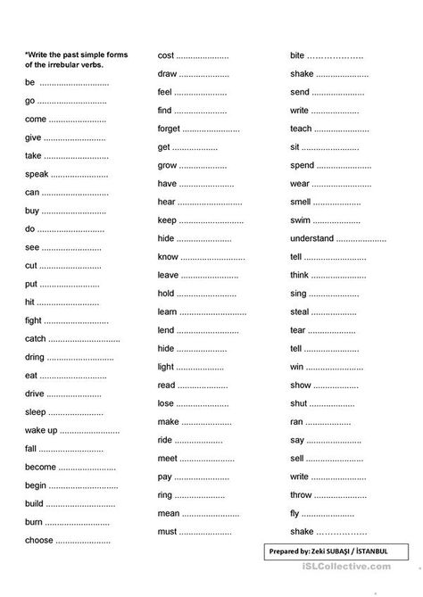 Irregular Verbs Exercises, Regular And Irregular Verbs Worksheets, Past Simple Irregular Verbs Worksheets, Irregular Verbs Worksheet, Irregular Past Tense Verbs Activities, Irregular Verbs List, Grammar Exercise, Past Tense Worksheet, Verbs Worksheet