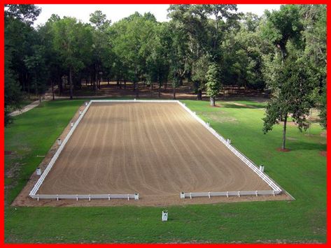 Gorgeous arena, but I need a full height fence around mine for riding the greenies! Dressage Arena, Horse Paddock, Horse Farm Ideas, Horse Arena, Horse Barn Designs, Dream Stables, Dream Horse Barns, Horse Barn Plans, Horse Facility