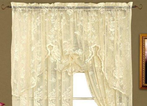 Abbey Rose Lace Tailored Swag Lace Window Treatments, Brighten Room, Lace Balloons, Balloon Shades, Lace Curtain Panels, Single Hung Windows, Balloon Curtains, Lace Window, Beach Wedding Decorations