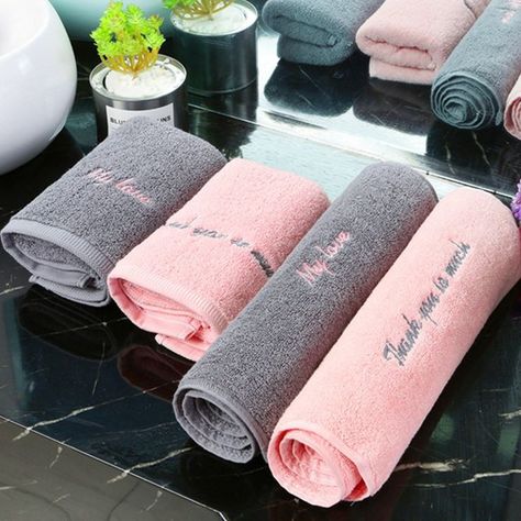 Salon Bathroom Decor, Salon Bathroom, Pink Bath Towels, Nail Salon Interior Design, Nail Salon Interior, Beauty Room Salon, Esthetician Room Decor, Spa Room Decor, Honeymoon Gift