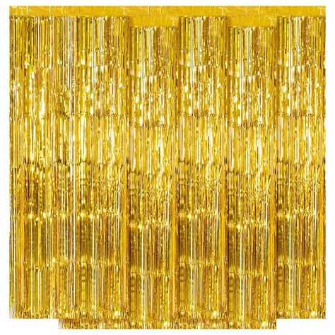 PRICES MAY VARY. {Premium Material}: Our glitter door curtain is made of high-quality PET material, which is safe and recyclable. The surface is shining and full of luster, making it more atmospheric. And the smooth touch makes tassels easy to tidy up and not easy to knot. {Perfect Size}: Set of 5, each pack curtain size is 3.2ft x 8.2ft (1m x 2.5m). The foil curtain is 8 feet long, the perfect length size covers a wide area, and can cover the entire area that needs to be modified. Which is grea Foil Curtain Backdrop, Gold Streamers, Dance Party Decorations, Party Streamer, Streamer Party Decorations, Fringe Curtains, Curtain Backdrop, Streamer Backdrop, Foil Curtain