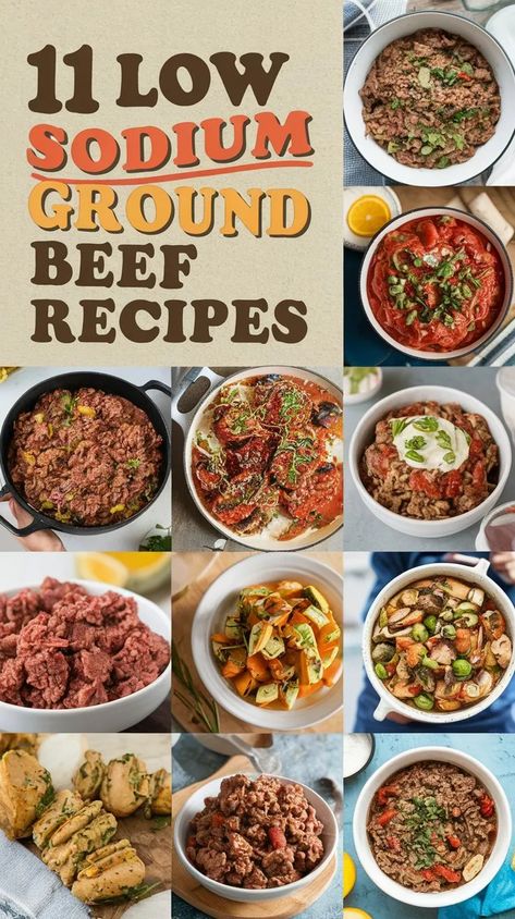 Optimal : Create a healthier relationship with ground beef by exploring these 11 savory, low-sodium recipes that will revolutionize your meal prep routine. Low Cholesterol Ground Beef Recipes, Low Sodium Recipes For Diabetics, Low Sodium Charcuterie Board, Meal Prep Low Sodium, Low Sodium Meat Recipes, Low Sodium Meals Easy Crock Pot, Low Sodium Dinners Easy, Low Sodium Beef Recipes, Low Sodium Ground Chicken Recipes