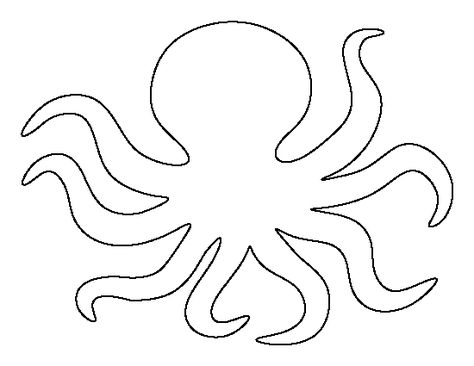 Octopus pattern. Use the printable outline for crafts, creating stencils, scrapbooking, and more. Free PDF template to download and print at http://patternuniverse.com/download/octopus-pattern/ Octopus Template, Octopus Outline, Octopus Crafts, Animal Templates, Quilled Creations, Applique Templates, Ocean Crafts, Sea Theme, Beach Crafts