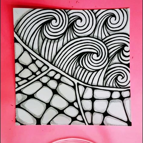 Fantastic Zentangles on Instagram: “How To Draw A Combination Of The Zentangle Pattern "MOOKA" & "NZEPPEL" 💓🤗💓 . . . . . #fantasticzentangles…” Zentangle Pattern, Art Mandala, Draw Art, Zentangle Art, Zentangle Patterns, To Draw, Doodles, Abstract Artwork, Drawings