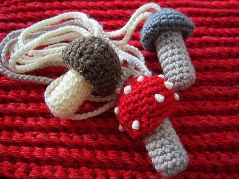 Mushroom Chapstick Necklaces Mushroom Chapstick Holder Pattern, Chapstick Holder Pattern, Mushroom Chapstick Holder, Crochet Mushroom, Crocheted Items, Crochet Keychain Pattern, Crochet Goodies, Chapstick Holder, Crochet Keychain