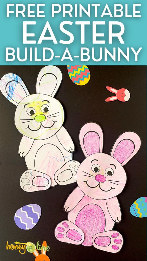 Free Printable Build-A-Bunny Craft for Easter Build A Bunny, Craft For Easter, Easter Art Project, Easter Bunny Template, Bunny Printable, Easter Crafts Preschool, Bunny Craft, Paper Bunny, Bunny Templates