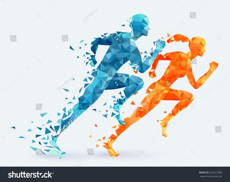 Man vs woman. Runners vector illustration. Feminism concept #Ad , #Ad, #Runners#woman#Man#vector Sports Day Poster, Funny Happy Birthday Pictures, Running Logo, Running Posters, Running Art, Ancient Greek Sculpture, Men Vs Women, Gym Art, Man Vector