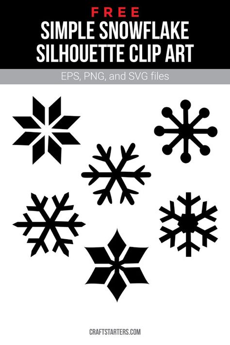 Simple Snowflake Svg, Simple Christmas Designs, Free Snowflake Svg, Snowflake Clip Art, Snowflake Silhouette, Winter Silhouette, Christmas Silhouette, Snowflake Svg, Simple Snowflake