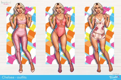 Chelsea's Outfits in Love Island – The Game (Season 2 of LITG) Love Island Game Season 2, Outfits Character Design, Love Island The Game, Art For Love, Love Island Outfits, Character Expressions, Real Outfits, Island Party, Her Outfits