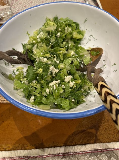 Maroulosalata (Greek Lettuce Salad)also known as Marouli Salad Cucumber Dressing, Best Greek Salad, Parmesan Salad, Green Lettuce, Greek Restaurants, Lettuce Salad, Romaine Lettuce, Greek Salad, Salad Bar