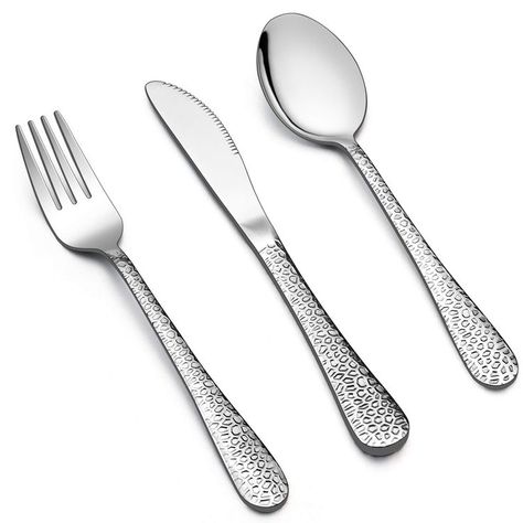 LIANYU 12-Piece Kids Utensils Silverware Set, Stainless Steel Toddler Hammered Flatware Cutlery, Children Tableware Includes Knives Forks Spoons, Dishwasher Safe Hammered Flatware, Toddler Utensils, Safe Kids, Forks And Spoons, Flatware Set, Cutlery Set, Baby Feeding, Forks, Meal Time