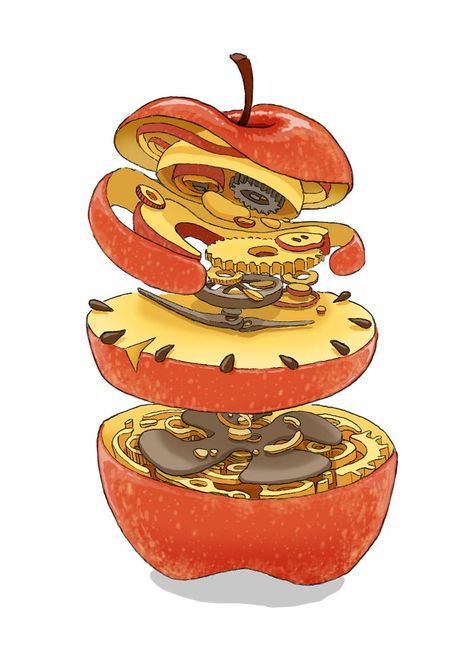 Make Your Own Story, Art Et Illustration, Food Illustration, Japanese Artists, Food Illustrations, Life Drawing, Food Art, Apples, Digital Illustration