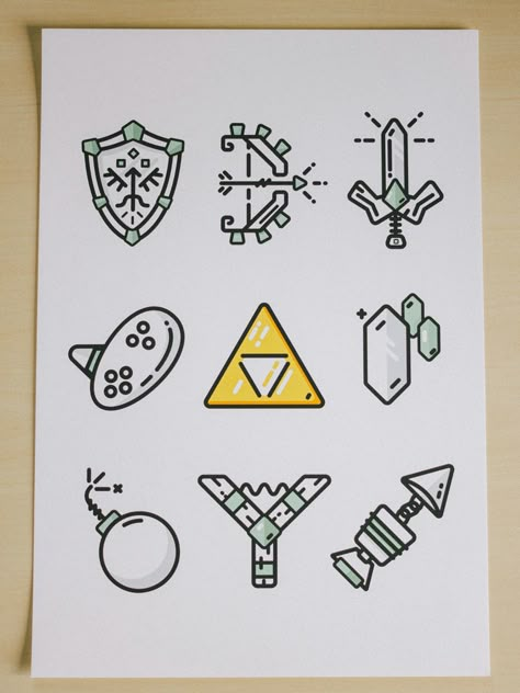 Rupee Tattoo Zelda, Minimalist Zelda Tattoo, Legend Of Zelda Line Art, Simple Video Game Tattoos, Simple Zelda Tattoo, Zelda Pottery, Zelda Line Art, Zelda Symbols, Zelda Doodles