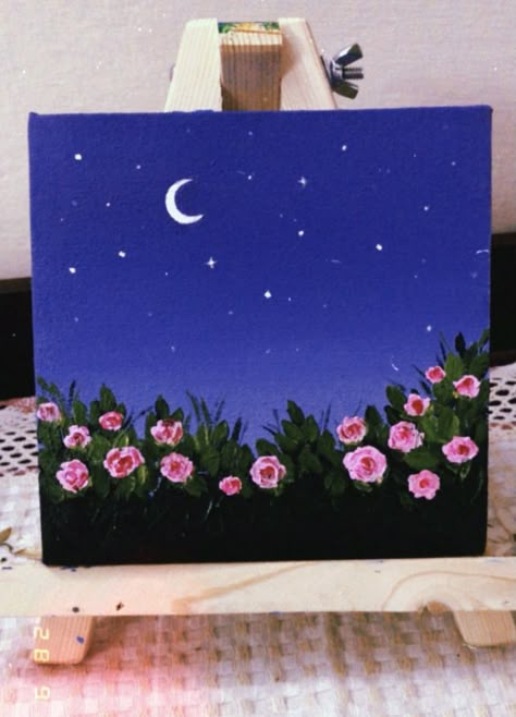 Sky Art Painting, Flower Painting Canvas, Simple Canvas Paintings, Canvas Painting Tutorials, Cute Canvas Paintings, Canvas Drawings, Canvas Painting Designs, 수채화 그림, Simple Acrylic Paintings