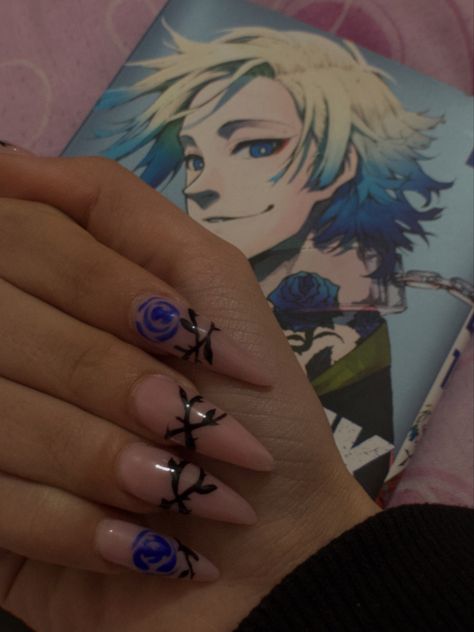 Blue Lock Nails, Kaiser Blue Lock, Michael Kaiser, Paper Cutouts, Blue Lovk, Anime Nails, Blush Nails, Cute Gel Nails, Coffin Nails Long