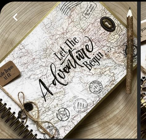 Travel Memory Book, Adventure Book Scrapbook, Our Adventure Book, Book Scrapbook, Travel Journal Scrapbook, Scrapbook Cover, Scrapbook Book, Photo Album Scrapbooking, A Notebook