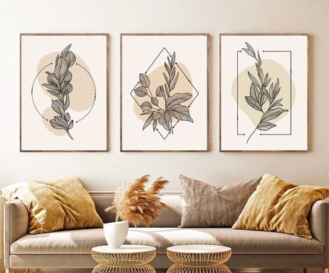 Boho Wall Art Set, Abstract Gallery Wall, Line Art Flowers, Boho Painting, Modern Art Printables, Modern Wall Decor Art, Prints Abstract, Art Deco Wallpaper, Set Of 3 Prints