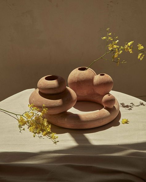 Artedomus’s New Volumes Collection 02: A contemporary revival of a rustic métier | Anushka Sharma News | STIRpad Earthenware Pottery, The Local Project, Artistic Installation, Unique Materials, Weird And Wonderful, Ceramic Flowers, Cross Designs, Small Vase, Incense Holder