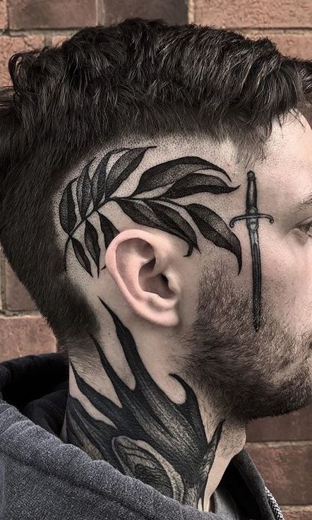 125 Creative Head Tattoos & Designs – Tattoos for Head - Tattoo Me Now Bald Head Tattoo, Tattoo Me, Back Of Neck Tattoo, Head Tattoo, Facial Tattoos, Flash Tattoo Designs, Raven Tattoo, Old School Tattoo Designs, Gothic Tattoo