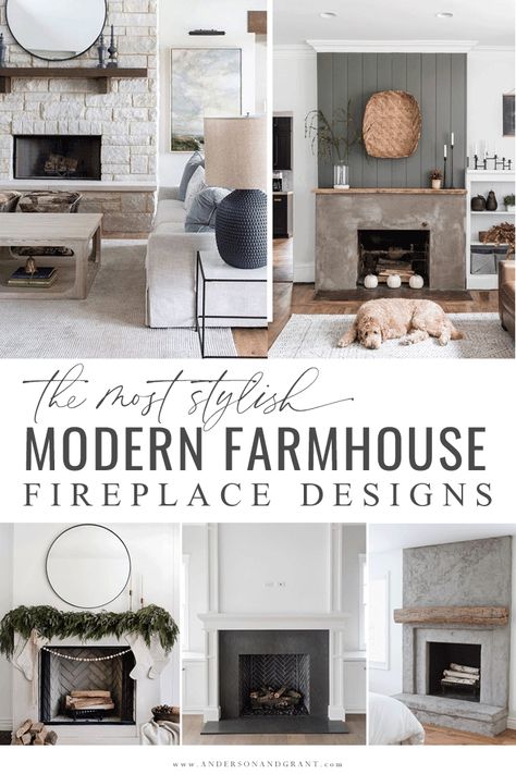 A collection of the 12 best modern farmhouse fireplace designs to inspire you when creating your own. #modernfarmhousefireplace #fireplacedesign #fireplacemakeover #fireplaceideas Modern Farmhouse Gas Fireplace Ideas, Gas Fireplace Surround Ideas, Craftsman Fireplace Ideas, Farmhouse Fireplace Makeover, Gas Fireplace Design, Gas Fireplace Makeover, Modern Farmhouse Mantle, Gas Fireplace Ideas Living Rooms, Farmhouse Fireplace Ideas