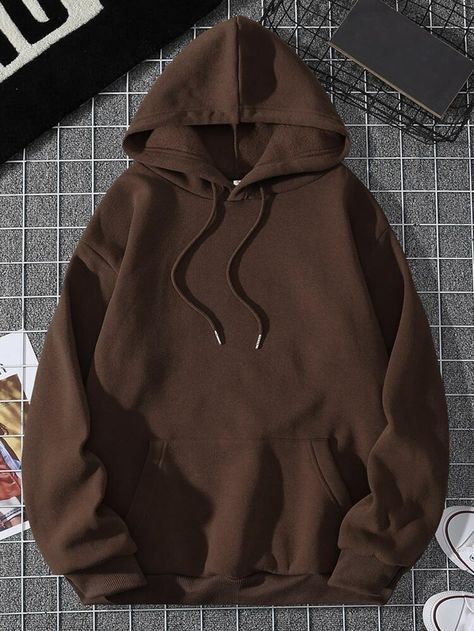 Brown Hoodie, Stylish Hoodies, Lined Hoodie, Brown Fashion, Casual Outfit, Long Sleeve Hoodie, Aesthetic Clothes, Kangaroo Pocket, Trendy Outfits