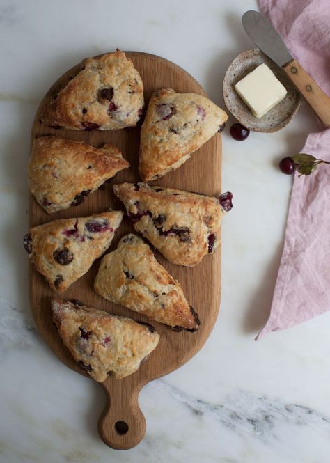 Sour Cherry Chocolate Scones recipe from PBS Food Chocolate Scones Recipe, Sour Cherry Tree, Sour Cherry Recipes, Cherry Scones, Chocolate Scones, Pbs Food, Cherry Chocolate, Scones Recipe, Cherry Recipes