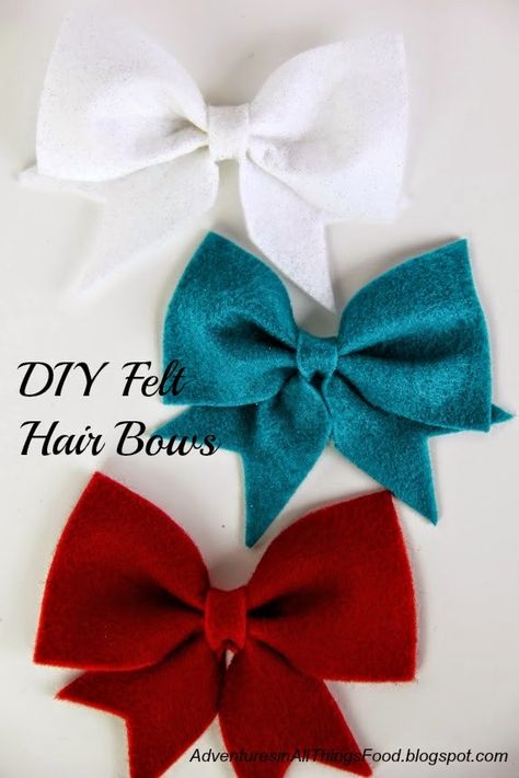 DIY Felt Hair Bows Felt Bows Diy, Felt Barrettes, Felt Bow Tutorial, Felt Bow Tie, Felt Hair Bows, Crafts To Do At Home, Hair Bows Diy, Bow Holders, Hair Bow Tutorial