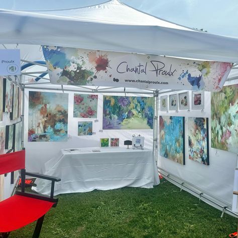 My booth is all setup for the weekend. Come see me at Jimmie Simpson Park for the Riverdale Art Walk. Booth 76 Open from 11AM till 6PM today and tomorrow. #torontoartfair #riverdaleartwalk #artexhibition #artfair #chantalproulxartiste #abstractart #abstractpaintings Art Booth Setup, Art Fair Display, Art Fair Booth, معرض فني, Booth Inspiration, Come See Me, Vendor Booth, Art Walk, Display Design