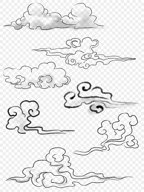 Chinese Clouds Drawing, Drawing Fillers Backgrounds, Asian Style Clouds, Chinese Style Clouds, Asian Clouds Drawing, Chinese Clouds Art, Chinese Clouds Tattoo, Cloud Tattoo Filler, Cloud Filler Tattoo Backgrounds