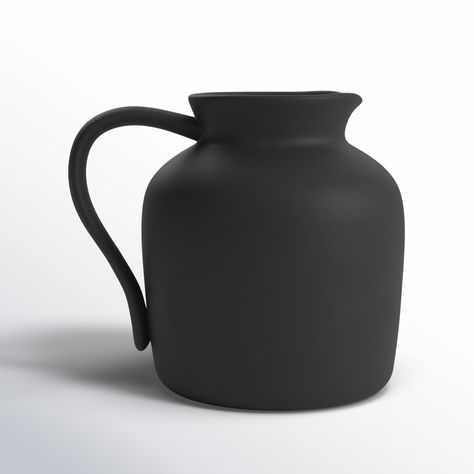 Birch Lane™ Amhurst Ceramic Pitcher Vase Contemporary Farmhouse Decorative Pitcher Simple Decor For Kitchen Counter & Reviews | Wayfair Decorating With Grey, Kitchen Counter Decor, Pitcher Vase, Contemporary Farmhouse, Ceramic Pitcher, Decor For Kitchen, Simple Decor, Kitchen Counter, Decorative Pillows